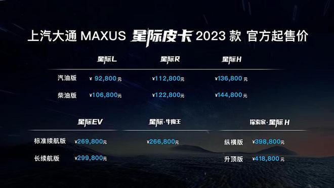 售928万元起 更实用更智能 上汽大通星际皮卡系列正式上市
